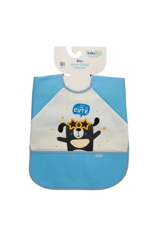 Babyjem Poli Muşamba Kollu Mama Önlüğü Mavi Outlet