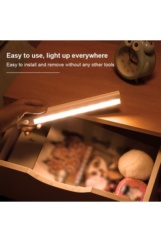 Vkemall Led Hareketli Sensörlü Gece Lambası, Pili Dışarıda, Manyetik Tutuculu, Beyaz Işık, Mutfak-koridor-üstü Dolap Işığı, 3-5m Algılama Mesafesi