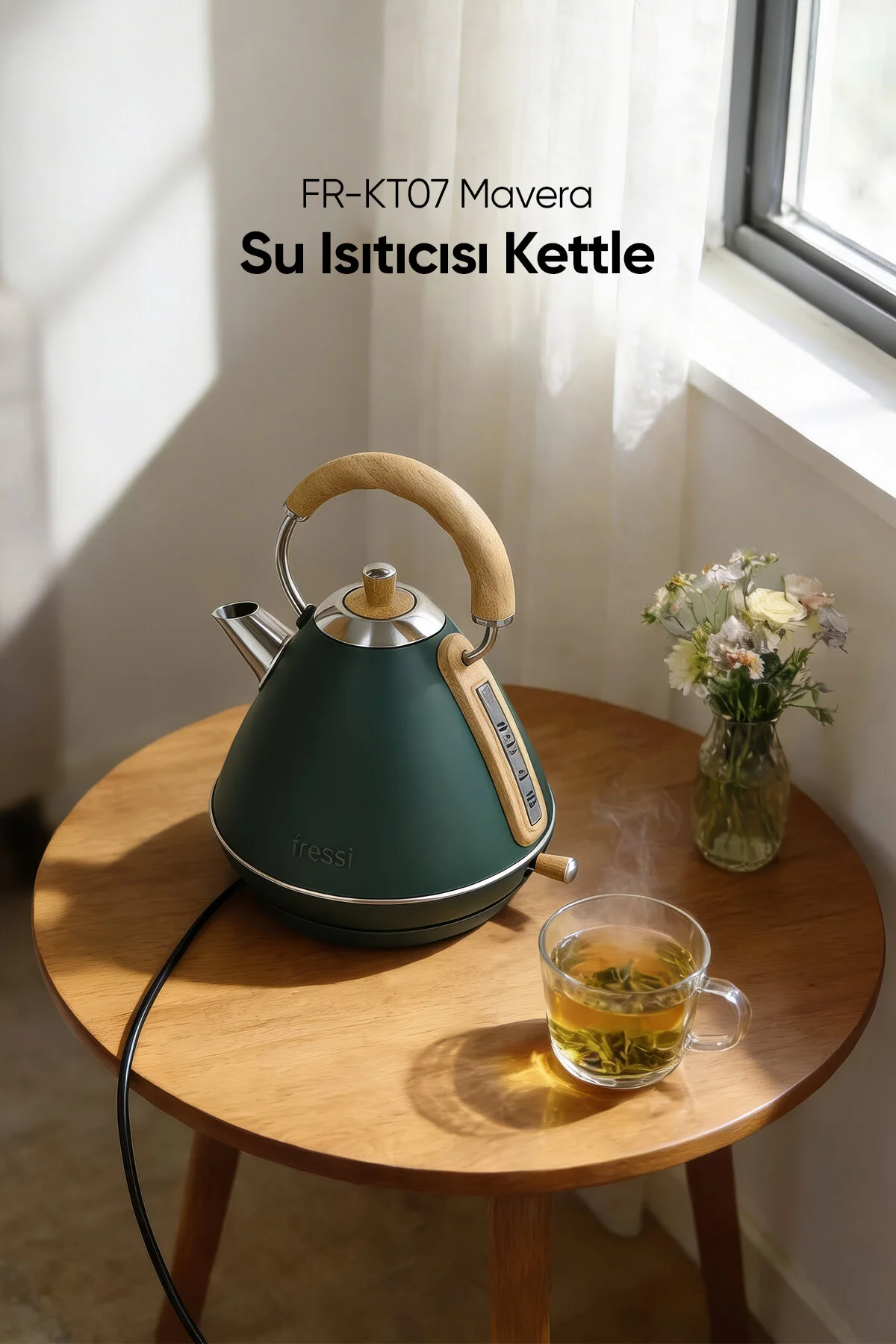 Fressi FR-KT07 Retro Mavera 1,7 L Ahşap Kulp Detaylı Kettle Su Isıtıcısı (İthalatçı Garantili)