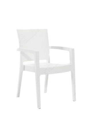 Novussi Liverno Rattan BEYAZ Masa Takımı 90*150 Camlı Masa 6 Adet Beyaz