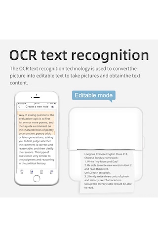 Skycity Küçük Boy Bluetooth Termal Yazıcı - Hata Notları, Etiketler, Fotoğraflar İçin 200dpı, Mürekkezsiz, Beyaz 1 Adet Kağıt İle