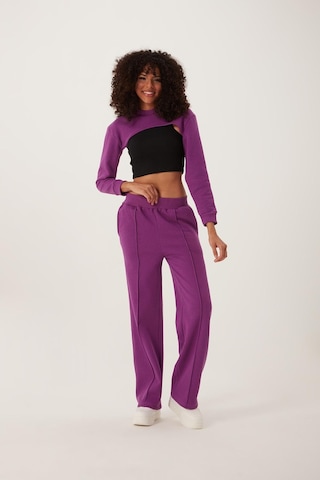 Quhox Kadın Oversize Crop Mor