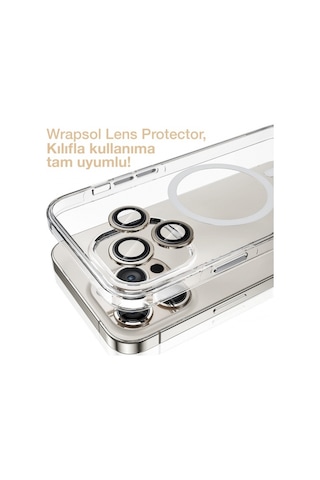 Apple Uyumlu iPhone 15 Pro Kamera Lens Koruyucu Natürel Titanyum Kolay Uygulama Aparatlı