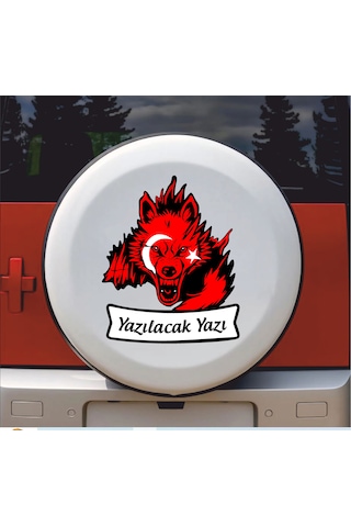 Kişiye Özel Ad Soyadlı Kurt Ve Ay Yıldız Börü Sticker - Araba Oto Motosiklet Karavan Cam Sticker - 00311 15x12 Cm