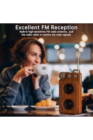 19cm Retro Ahşap Tasarımlı Bluetooth Hoparlör 5w Güçlü Ses, 5.0 Kablosuz Bağlantı, 1500 Mah Şarjlı Batarya, Fm Radyolu, Usb/tf Kart Destekli, Taşınabilir Nostaljik Müzik Kutusu A8