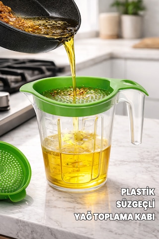 Destpak Süzgeçli Yağ Saklama Kabı - 500 Ml - Plastik - Bulaşık Makinesinde Yıkanabilir - Ergonomik