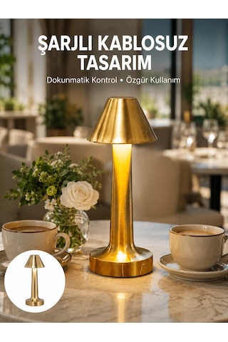 Şarjlı Masa Lambası 3 Işık Modu Kademesiz Karartma Metal Gövde Yeni Nesil Çr