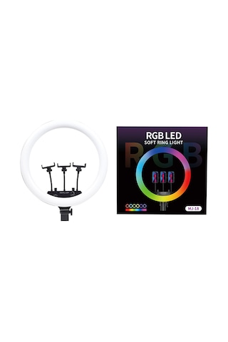 Ekılıf - Işıklı Telefon Tutucu Ring Light Mj-56 Uzaktan Kumandalı 21 İnç - Siyah - T37795