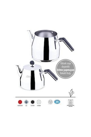 Fms Mega Aile Boy Çelik Çaydanlık Siyah 4073