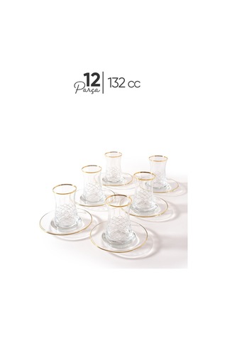 Mest Serin 12 Parça 6 Kişilik Yaldızlı Çay Bardağı Seti 132 Cc - Lüks Ve Zarif Serin Gold Diğer