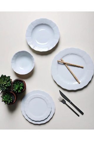 Porland Porselen Wavy 24 Parça 6 Kişilik Yemek Takımı