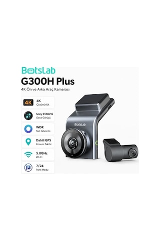 +360 Botslab G300H Plus WDR 4K UHD Ön+Arka WiFi+GPS 170° Geniş Açı Gece Görüşlü Araç İçi Kamera Dash