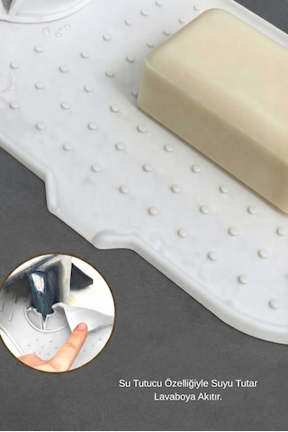 Su Tutucu Musluk Matı Mutfak Ve Banyo İçin Koruyucu Musluk Ve Lavabo Altı Mat Beyaz