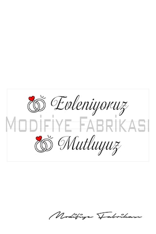 Evleniyoruz & Mutluyuz Yazılı Gelin Arabası Plakalık Sticker 2 Adet Kendinden Yapışkanlı Folyo 55x12.7 Cm Evleniyoruz & Mutluyuz Yazılı Gelin Arabası Plakalık Sticker 2 Adet Kendinden Yapışkanlı Folyo 55x12.7 Cm