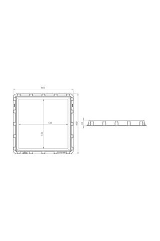 60X60 Rögar Kapağı - Çerçeve + Düz Kapak Gri