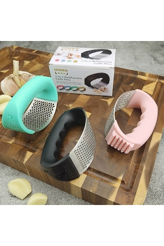 Geeroyoo Evde Sarımsak Ezici Ve Soyucu Seti - Paslanmaz Çelik Malzeme, Hızlı Sarımsak Suyu Ve Sarımsak Tozu Üretimi, Kompakt Tasarım Yeşil Renkli Kutulu Paket Yeşil Takım