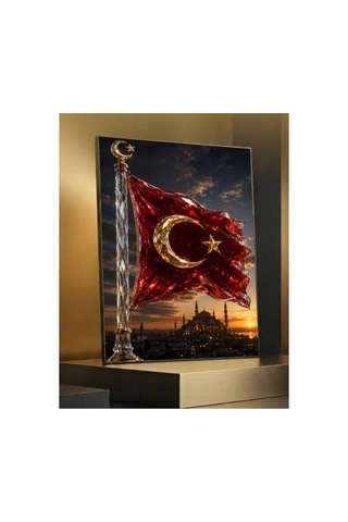 4mm Temperli Uv Baskı Kırılımaz Cam Tablo Ev Ofis Duvar Dekor Luxury Premium Uhd Çözünürlülük Deluxe Sağlam Canlı Solmaz Bayrak Türk Vatan Zafer Bayram Asker Ay Yıldız