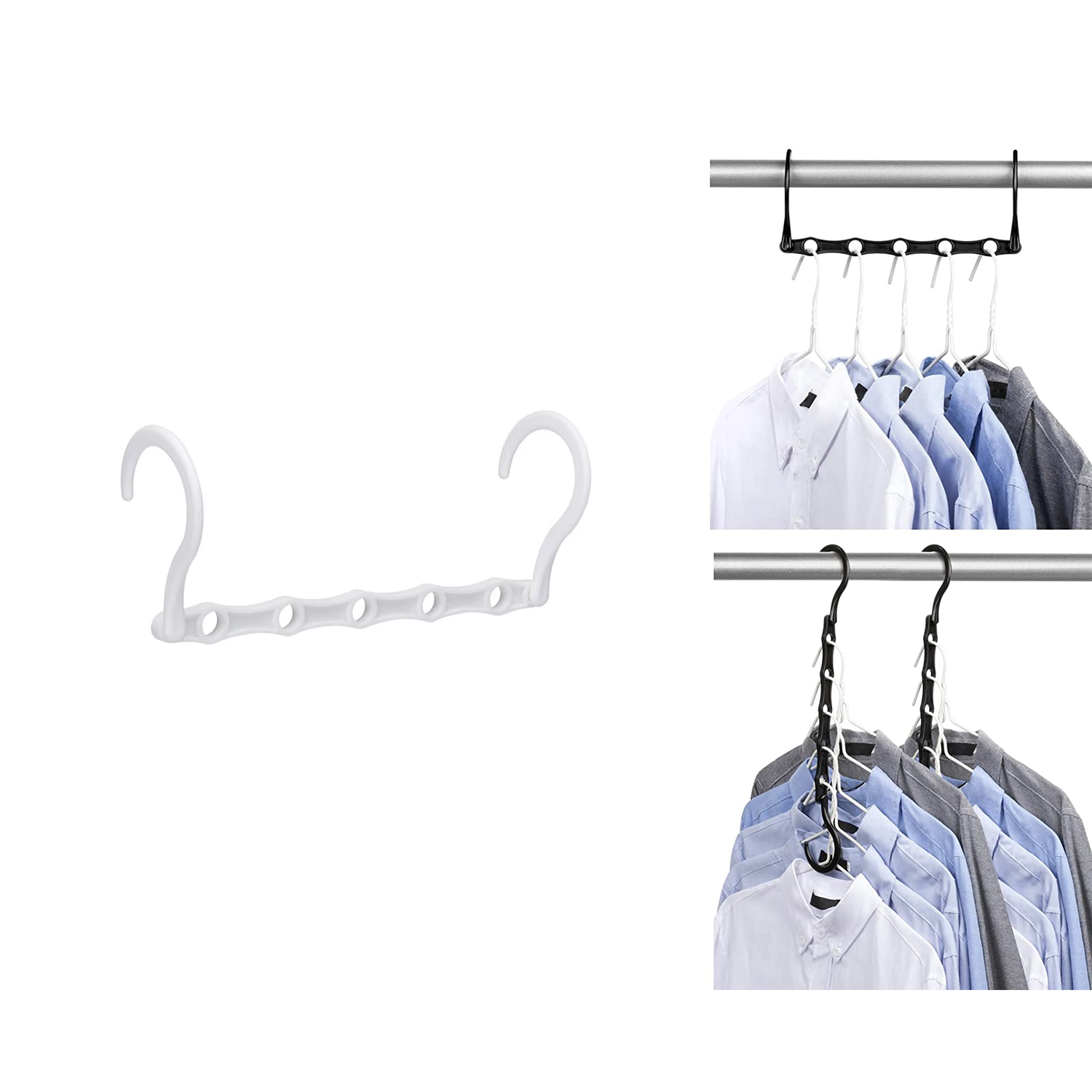 Microcase 5 Delikli Çok İşlevli Katlanabilir Askı Düzenleyici Organizer 1 Adet Al5358 beyaz