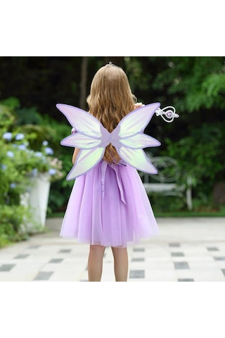 Tatil Partisi Cosplay Giydirme 6 Parça Renkli Kanatlar 2 Parça Set-mor