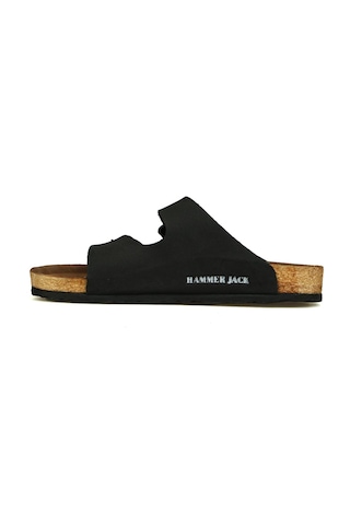 Hammer Jack Orthopedix Haru Çift Bantlı Tokalı Rahat Unisex Terlik 503 01 Siyah