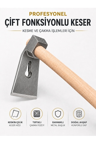 500 Gr Çelik Keser Dayanıklı Çift Yönlü Ahşap Saplı Ergonomik
