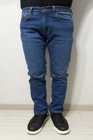 Hacker Denim Dmctekstil Erkek 1020 - Yüksek Bel Rahat Kesim Boru Paça Jean Pantolon Koyu Mavi