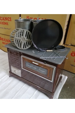 Önden Havalı Kovalı Kuzine--Fırınlı Soba Kömür Odun Sobası