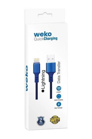 Weko Wk-22025 Usb To Lightning Örgülü Siyah Telefon Şarj Kablosu