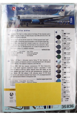 Big Planes Kits 7224 1/72 Ölçek, C-40a Clipper/b Yolcu Uçağı, Plastik Model Kiti-55944