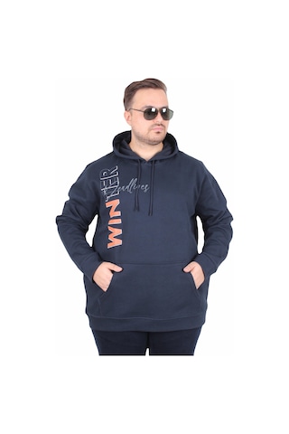 Moc Grande Mocgrande Büyük Beden Kapüşonlu Sweat Double Face Winter 25700 Lacıvert Lacivert