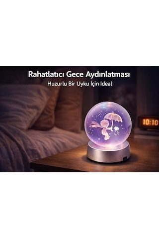 Küçük Prens Cam Küre Gece Lambası Led Renk Değiştiren Dekoratif Masa Lambası Romantik Hediye Işık Küresi Diğer