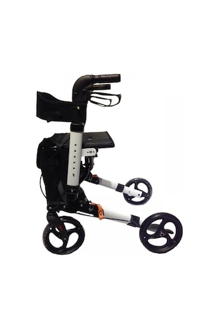 Comfort DM9102 Tekerlekli Yürüme Desteği Frenli Yürüteç Rollatör Yaşlı Oturaklı Yürüme Boy Ayarlı