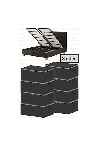 Adarya Home Baza Altı Çekyat Tipi Hurç 8 Adet 60 x 40 x 22 Gri