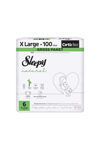 Sleepy Natural Gross Paket Bebek Bezi 6 Numara Xlarge 100 Adet