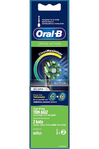 Oral-B Cross Action 2'li Diş Fırçası Yedek Başlığı EB50 Siyah