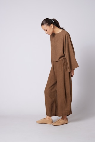 Keten Karışımlı Hacimli Pantolon Olive