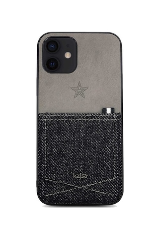Kajsa Apple Uyumlu iPhone 12 Pro Kılıf Cep Tasarımlı Kajsa Denim Kapak ZORE-216622
