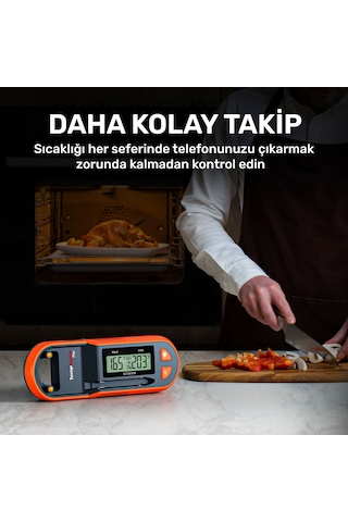 Thermopro Tp971 Şarjlı 183m Kablosuz Alarmlı 1problu Telefon Kontrollü Profesyonel Gıda Termometresi