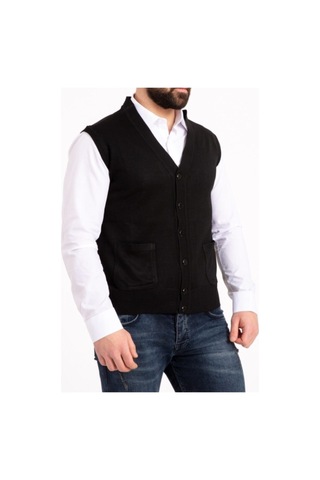 Nacar Store Erkek Siyah İnce Yün Triko Örgü Yelek