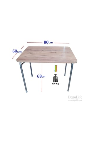 Pratik Katlanır Ayak Mutfak Yemek Masası Balkon Ders Çalışma Piknik Masa 60x80cm Ceviz Çok Renkli