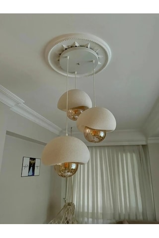 3'lü 20 Cm Tekli Beton Görünüm Modern Sarkıt Pinterest Bohem Avize - Beyaz Beyaz