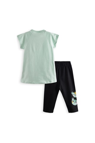 Denokids Puanlı Kaplan Kız Çocuk T-shirt Tayt Takım Renkli Çok Renkli
