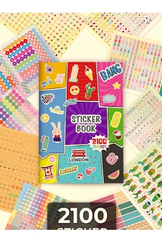Sticker Book 2100 Adet Renkli Etiket Bang