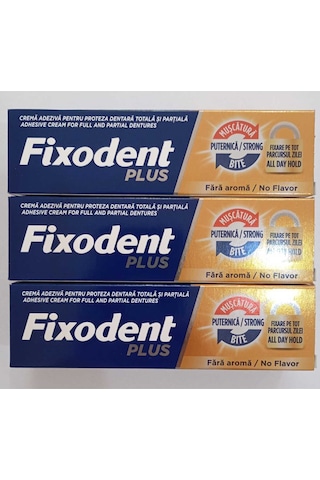 Fıxodent Plus 40 G Diş Protez Yapıştırıcı Krem 3'lü Paket
