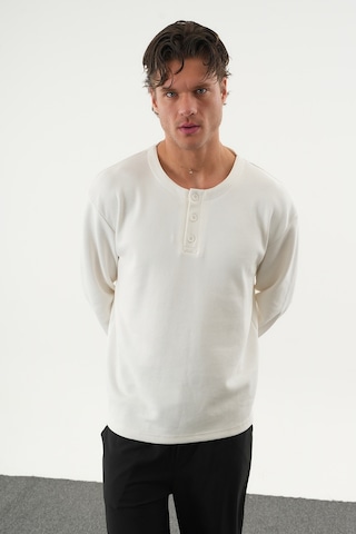 Redline Taren Oversize Erkek Kışlık Düğmeli Sweatshirt BEYAZ
