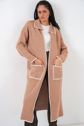 Bigdart Kadın Uzun Oversize Triko Hırka 15962 - Camel
