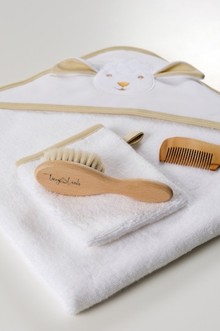 Bebek Banyo Seti - Lamb Cozy Care Banyo Seti Kare Kundak - Kese - Fırça ve Tarak Seti