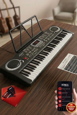 Midex PS-1500BK Başlangıç İçin 61 Tuşlu Org Notalık ve Adaptörlü