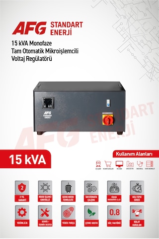 15 Kva Monofaze Tam Otomatik Mikroişlemcili Voltaj Regülatörü