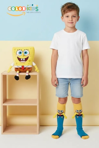 Color Socks 2 Çift Çocuk Sevimli Kahramanlar El Ele Tutuşan Çorap Seti Topuksuz Çok Renkli